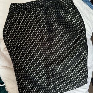 Ann Taylor black and gold dot metallic pencil skirt
